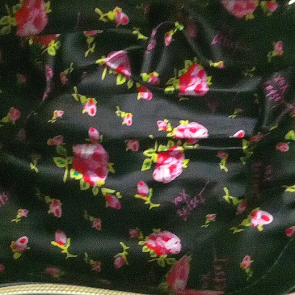 Betsey Johnson Tote Bag Pink Black Quilted Heart Beaded Studded Bowties Pearls